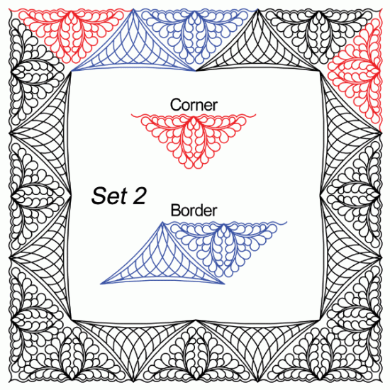 Caroline Feather Tri Border Corner Sets - 4 patterns - Click Image to Close