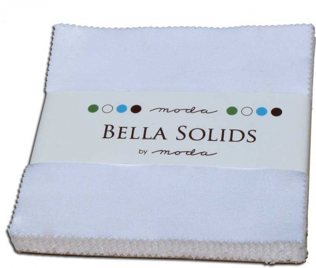 Bella Solids Charm Pack by Moda, White, SKU 9900PP 98 - Click Image to Close