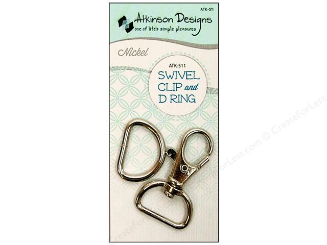 Swivel Clip and D Ring - Nickle by Atkinson Designs - Click Image to Close