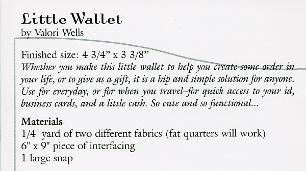 Little Wallet Sewing Card - Click Image to Close